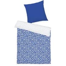 Tom Tailor Wendebettwäsche ORGANIC LEAVES Blau 155 x 220 cm + 80 x 80 cm