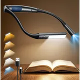 Glocusent Leselampe Hals, Leselampe Bett mit 5 Farben & Stufenlos Dimmbar, Aufladbar 100 Std. Dauer Nackenlampe, Halslampe Buchlampe für Lesen ins Bett/Stricken/Reparieren
