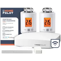 HOMEPILOT Heizung Smart-Home Starter-Set - 2X Heizkörper-Thermostat, 1x Fensterkontakt + Gateway Premium, Zentrale inkl. App & Sprachsteuerung (Google & Alexa kompatibel)