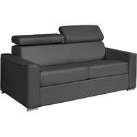 Vente-unique - Schlafsofa mit Matratze 3-Sitzer - Büffelleder - Grau - Liegefläche 140 cm - Matratze 14 cm - vizir