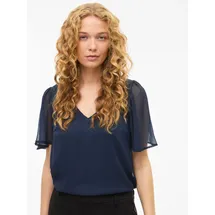 VILA T-Shirt VIFALIA V-NECK S/S TOP - NOOS blau L (40)