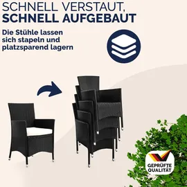 CASARIA Polyrattan Garten-Sitzgruppe 7-tlg Schwarz/Creme