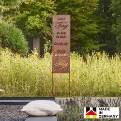 HOME DELUXE - Gartenschild - Tag ohne Lächeln - aus Edelrost
