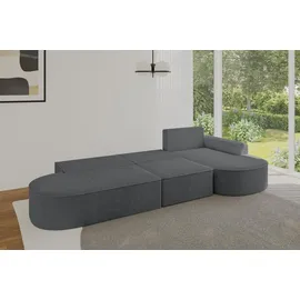 altdecor Eckcouch Cord 5-Sitzer Dunkelgrau