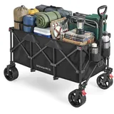 SONGMICS Handwagen faltbar, Bollerwagen, Gartenwagen, Campingwagen mit Griff, 4 abnehmbaren Rollen, Outdoor, Garten, 200 L, bis 150 kg belastbar, tintenschwarz GFW200B101