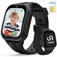 Ralio R5 Plus 4G Smartwatch Kinder, Ralio x Lebara Kinderuhr inkl. SIM-Karte Smartwatch (gebogenes Ultra-HD-Display cm/1.7 Zoll) 3 Tage Akkulaufzeit, GPS-Ortung, Kinderuhr mit HD-Videoanrufen, Schulmodus, SOS, Familien-Gruppenchat und mehr, Zwei Armbänder (hautfreundliches Silikon & hypoallergenes Nylon), Kinder Watch für Mädchen Jungen 3-16 Jahre – ideale Geschenk schwarz