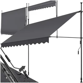 Tectake tectake® Klemmmarkise, mit Handkurbel, höhenverstellbar 211 - 304 cm, einfache Montage