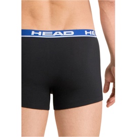 Head Herren Boxershort 2er Pack - Basic, Baumwoll Stretch, einfarbig Schwarz/Blau XL