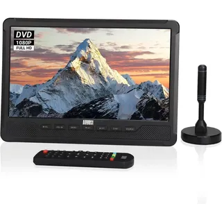 August DA383D -10 .1 “. tragbarer HD Fernseher mit DVD Player & integriertem Akku-DVB-T2 mini LCD TV