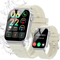 Smartwatch Herren Damen 1,85" HD Touchscreen, Bluetooth-Anrufe, 110+ Sportmodi, Herzfrequenz & Schlafüberwachung, IP68 Wasserdicht, Fitness-Tracker - Weiß