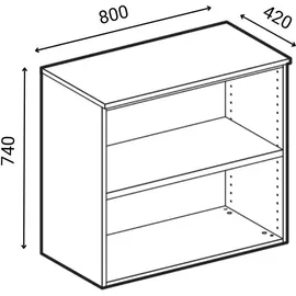 Hammerbacher PRIMO Aktenschrank 800 x 420 x 1781 cm grau/Buche