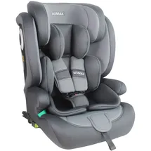 XOMAX Kindersitz ISOFIX I mitwachsend I 9-36 kg, 15 Monate - 12 Jahre, Gruppe 1/2/3 I 5-Punkt-Gurt und 3-Punkt-Gurt I Bezug abnehmbar und waschbar I ECE R129 I anthrazit-grau