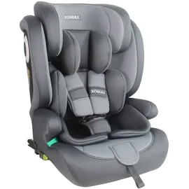 XOMAX Kindersitz ISOFIX I mitwachsend I 9-36 kg, 15 Monate - 12 Jahre, Gruppe 1/2/3 I 5-Punkt-Gurt und 3-Punkt-Gurt I Bezug abnehmbar und waschbar I ECE R129 I anthrazit-grau