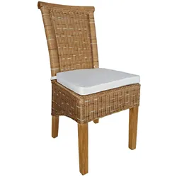 Esszimmer Stuhl Rattanstuhl Esstisch Stuhl Perth braun Korbstuhl mit Sitzkissen