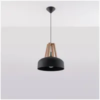 Sollux Lighting Casco 3-flg. E27 40 cm schwarz/natur Holz