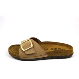 ROHDE Damen Pantolette Leder Klettverschluss Memoryfußbett Rodigo-D 5875, Größe:41 EU, Farbe:Beige - 41