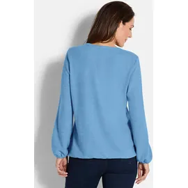 GOLDNER Elegante Bluse mit Zierblende, Rundhals in blau | Gr.: 42