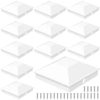 Goovilla 10,2 x 10,2 cm Pfostenkappen in Schwarz (tatsächlich 8,9 x 8,9 cm), 12 Stück Zaunpfostenkappen mit 24 Schrauben und einfacher Installation, robuste, wasserdichte Kunststoff-Pfostenkappen mit