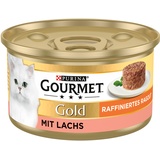 Purina 12 x 85g Raffiniertes Ragout Lachs Gourmet Gold Katzenfutter nass