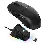 AJAZZ AJ159P SUPERLIGHT Kabellose Gaming-Maus mit Magnetischer Ladestation, Ultraleicht 56g, Pixart PAW3395 Sensor, 26000 DPI, 2,4GHz/Kabelgebunden, 6 Programmierbare Tasten, für PC/MAC (Schwarz)