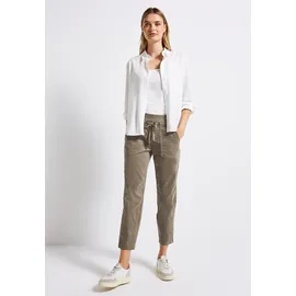 STREET ONE Cordhose STREET ONE, Damen, Gr. 42, Länge 28, braun (bark braun), Web, 98% Baumwolle, 2% Elasthan, unifarben, loose fit knöchelfrei, Hosen Cordhose, Middle Waist