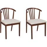 Beliani Esszimmerstuhl 2er Set CRAIG Holz Dunkelbraun Beige