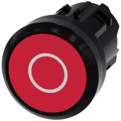 Siemens 3SU10000AB200AD0 Drucktaster, 22mm, rund, Kunststoff, rot, Beschriftung: O, Druckknopf