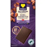 Edeka Tafelschokolade Herzstücke Edelzartbitter, 81% Kakaogehalt, 100 g