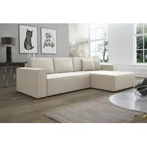 Fun Möbel ecksofa schlafsofa sofa conorcreme ottomane r... - beige - kunstleder