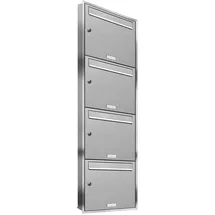 AL Briefkastensysteme 4er Premium Unterputz Edelstahl Briefkastenanlage Silber