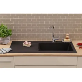 Respekta Denver links Einbauspüle mineralit schwarz Handbetätigung 1000 x 500 mm