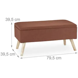 Relaxdays Truhenbank Gepolstert Braun 39,5 x 79,5 x 39,5 cm