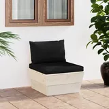 vidaXL Garten-Paletten-Mittelsofa natur/schwarz