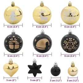 vidaXL Weihnachtskugel-Set 40 pcs Schwarz und Gold Kunststoff