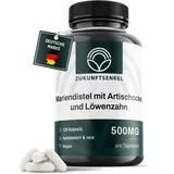 Mariendistel mit Artischocke und Löwenzahn 120 Kapseln Leber Kur Entgiftung Hochdosiert 80% Silymarin Vegan (1)