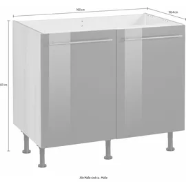 OPTIFIT Spülenschrank »Bern«, 100 cm breit, mit 2 Türen, höhenverstellbare Füße, mit Metallgriffen, weiß