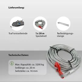 Trutzholm Seilwinde Aluminium 20 m Silberfarben 3200 kg