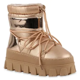 VAN HILL 841772 Winterstiefelette Damen Warm Gefütterte Winter Boots Bequeme Profil-Sohle rosa 40 EU