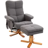 Homcom Relaxsessel mit Fußhocker Liegefunktion Massagesessel mit Seitentasche, TV-Sessel, Polyester Dunkelgrau