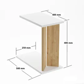 CaliCosy Beistelltisch Holzwerkstoff 50/25/48,6 cm Weiß
