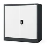 Jan Nowak Aktenschrank Metall Büroschrank abschließbar 90 cm BEATA 2 Böden Stahl (Stahl 0,6 mm Wandmontage möglich PZH-zertifiziert 93 cm) Aktenschrank 30 Ordner Schloss 2 Schlüssel kompakt 13 Farben beige