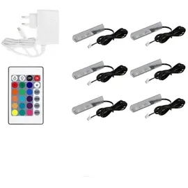QLS LED RGB 6 Stück Glasbodenbeleuchtung Clip 12V Fernbedienung 16 Farben 11032