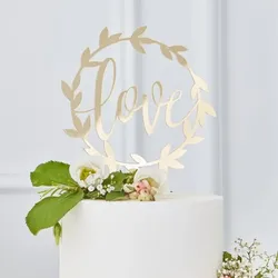 Goldene Love Acryl Tortendeko