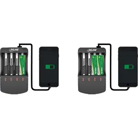 InLine 01287L Ladegerät für Lithium und NiCd+NiMH Akkus mit Powerbank-Funktion