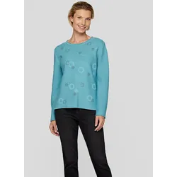 Strickpullover, mit Muster, Gr. 42, pfauenblau, , 94323118-42