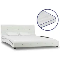VidaXL Bett mit Memory-Schaum-Matratze Weiß Kunstleder 140x200 cm