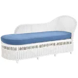 Rattan Recamiere Landhaus Ottomane Rattanliege Lounge Liege mit Polster (Weiss)
