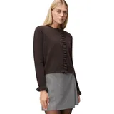 Zero Strickjacke mit Rüschen 44, Dark Brown Melange - 44