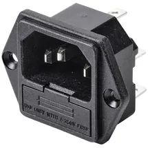 TRU Components TC-10088368 Kaltgeräte-Steckverbinder C14 Stecker, Einbau vertikal Gesamtpolzahl: 3 10 A Schwarz 1 St.