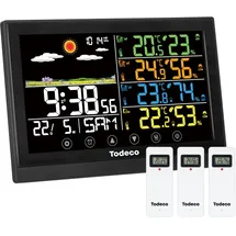 Todeco Wetterstation Funk 3 Außensensor Groß Farbdisplay